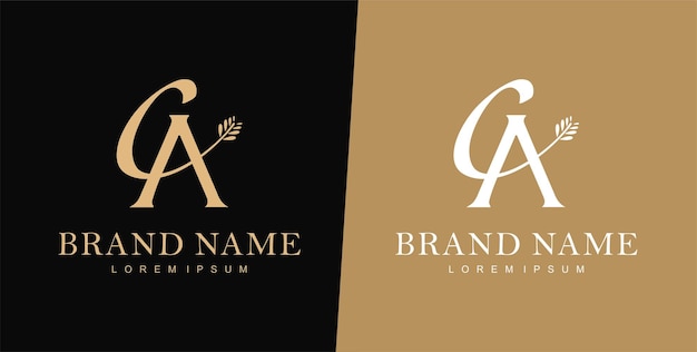 Vector plantilla de diseño de logotipo de letra c y a logotipo de boda logotipo de tipografía