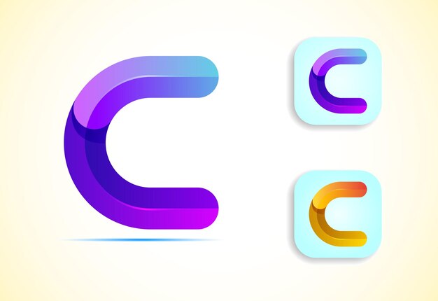 Plantilla de diseño de logotipo de letra C de origami abstracto Icono de aplicación de estilo plano Ilustración vectorial