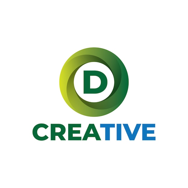 Plantilla de diseño de logotipo de letra d en círculo de gradiente circular ideas de logotipo profesional resumen moderno