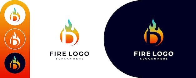 plantilla de diseño del logotipo de la letra D fire