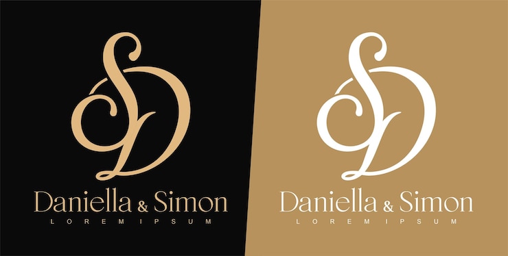 Vector plantilla de diseño de logotipo de letra d y s logotipo de boda logotipo de tipografía