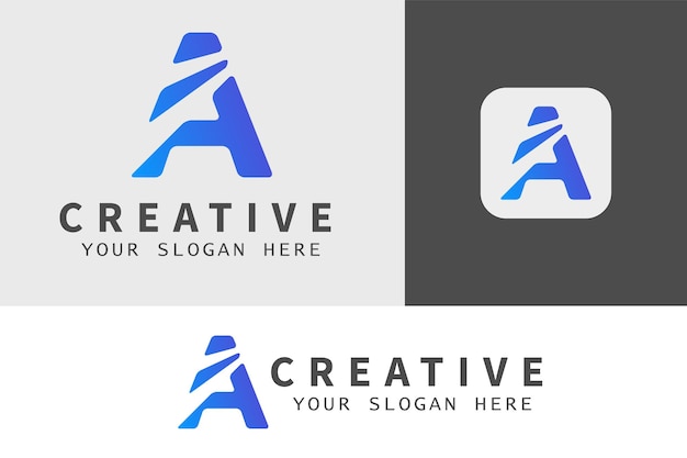 Vector plantilla de diseño de logotipo de letra a degradado