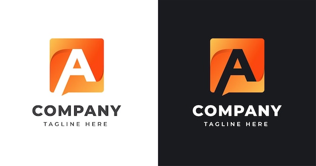Plantilla de diseño de logotipo letra A con estilo de forma cuadrada