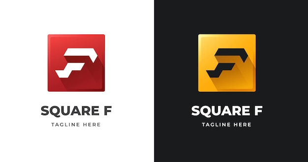 Plantilla de diseño de logotipo letra f con estilo de forma cuadrada