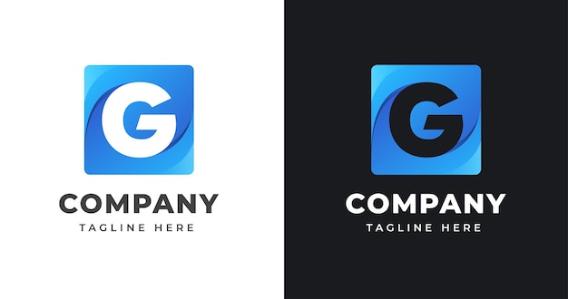 Plantilla de diseño de logotipo letra G con estilo de forma cuadrada