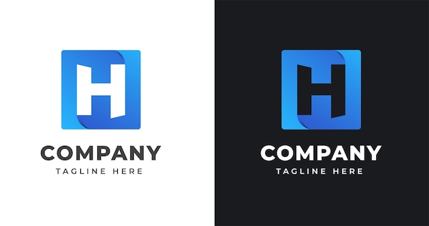 Plantilla de diseño de logotipo letra H con estilo de forma cuadrada