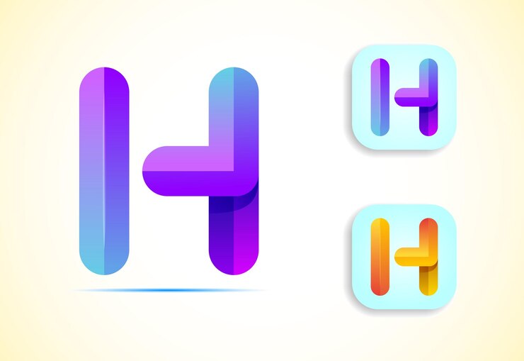 Vector plantilla de diseño de logotipo de letra h de origami abstracto icono de aplicación de estilo plano ilustración vectorial