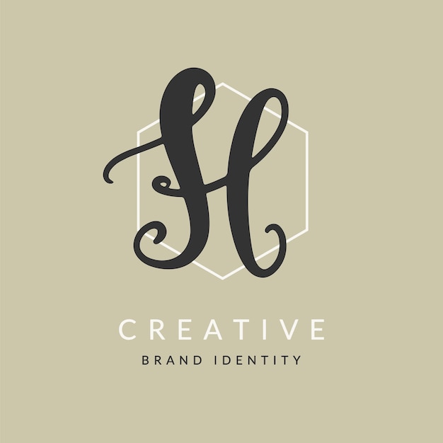 Plantilla de diseño de logotipo de letra H Pincel vectorial Caligrafía escrita a mano Icono de signo Colores de lujo