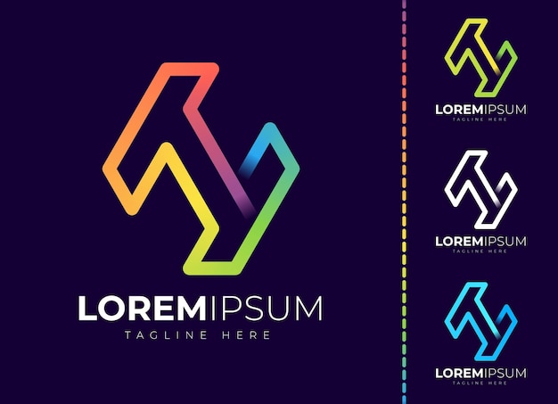 Vector plantilla de diseño de logotipo de letra h tipografía h moderna creativa y degradado colorido