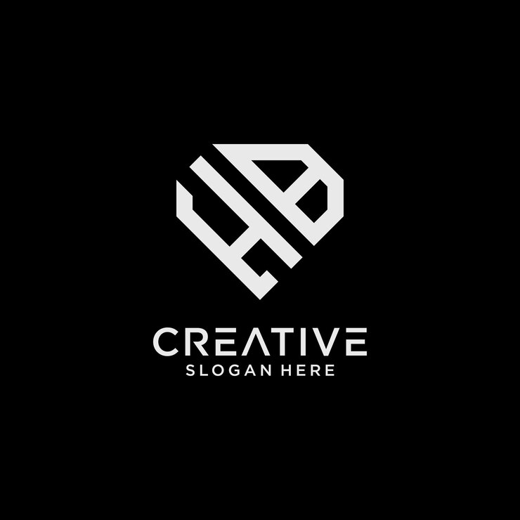 Vector plantilla de diseño de logotipo de letra hb de estilo creativo con icono de forma de diamante