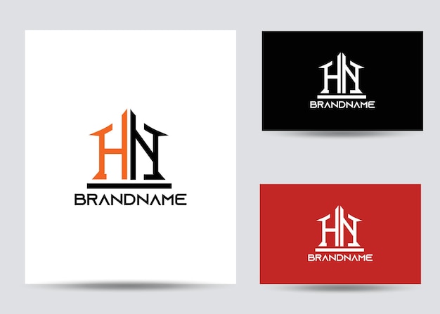 plantilla de diseño de logotipo de letra hn corporativa única y moderna