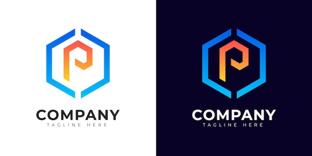 Plantilla de diseño de logotipo de letra inicial de estilo degradado moderno p
