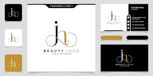 Plantilla de diseño de logotipo de letra inicial JH