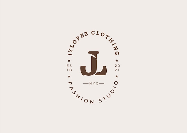 Plantilla de diseño de logotipo de letra inicial jn, estilo vintage, ilustraciones vectoriales