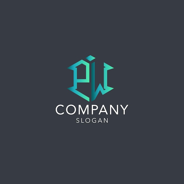 Plantilla de diseño de logotipo de letra inicial de monograma moderno pw