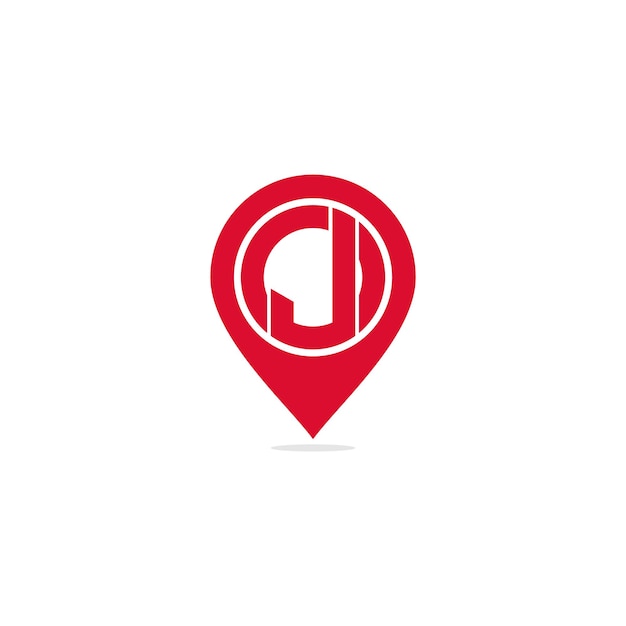 plantilla de diseño del logotipo de la letra J con forma de punta de alfiler
