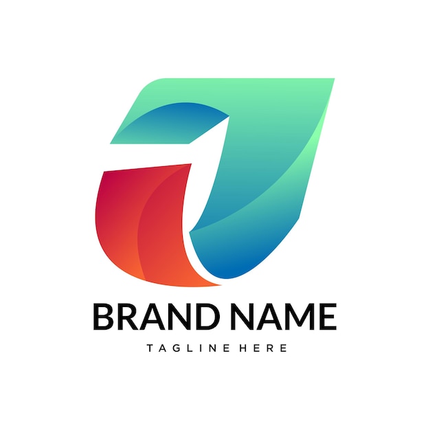 plantilla de diseño del logotipo de la letra J gradiente