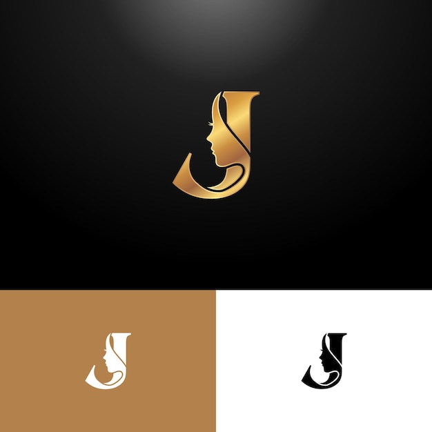 plantilla de diseño del logotipo de la letra J mujer