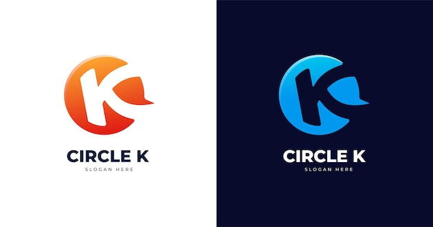 Plantilla de diseño de logotipo letra k con estilo de forma de círculo