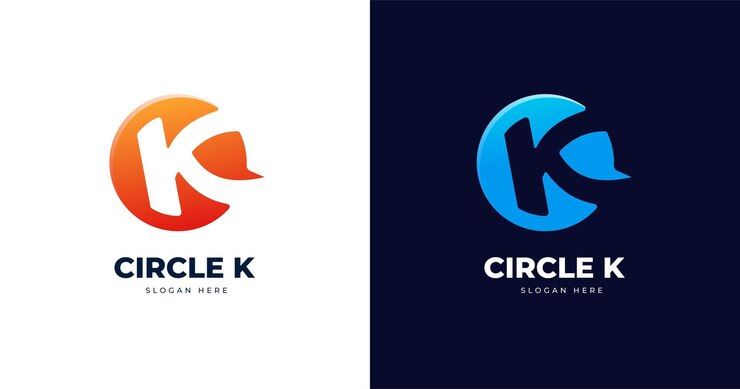 Vector plantilla de diseño de logotipo de letra k con estilo de forma de círculo