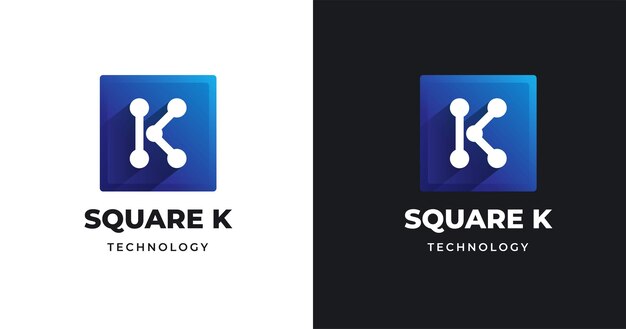 Plantilla de diseño de logotipo letra K con estilo de forma cuadrada