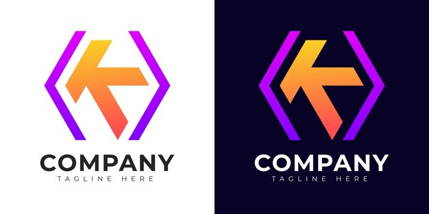 Plantilla de diseño de logotipo de letra k inicial de estilo degradado moderno