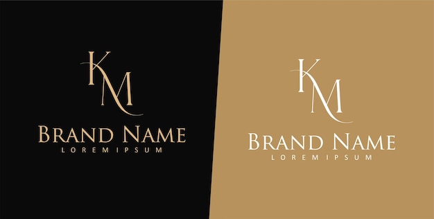 Plantilla de diseño de logotipo de letra k y m