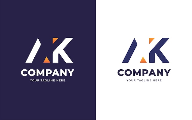 Plantilla de diseño de logotipo de letra a y k moderna