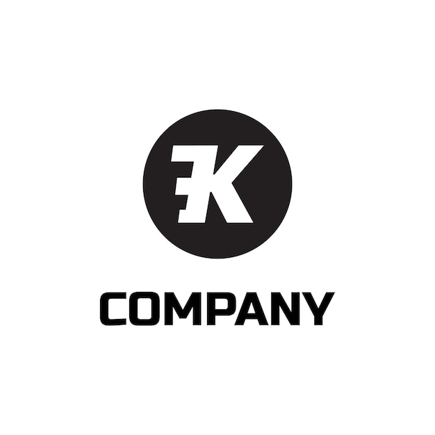 Plantilla de diseño de logotipo de letra K o EK Alfabeto Velocidad rápida en blanco y negro