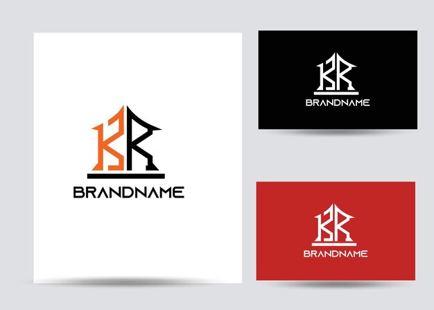 plantilla de diseño de logotipo de letra kr corporativa única y moderna