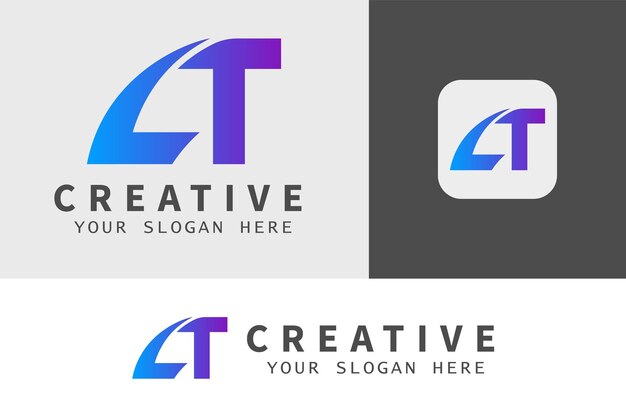 Vector plantilla de diseño de logotipo de letra lt degradado