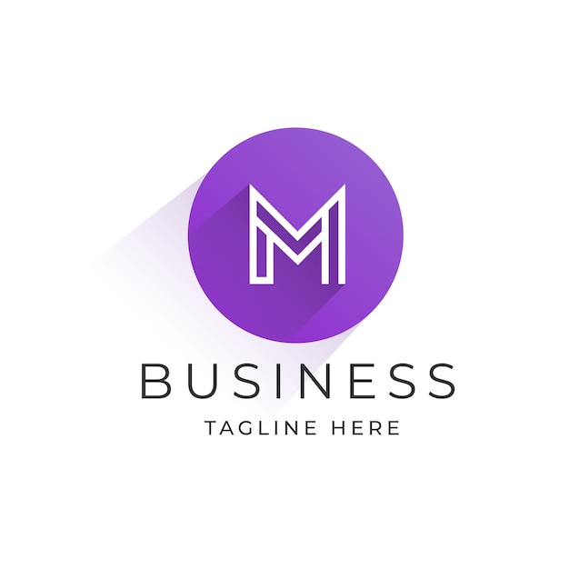 Plantilla de diseño de logotipo de letra M con estilo de forma de círculo