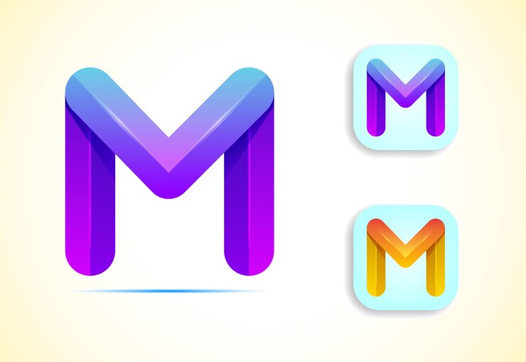 Vector plantilla de diseño de logotipo de letra m de origami abstracto icono de aplicación de estilo plano ilustración vectorial