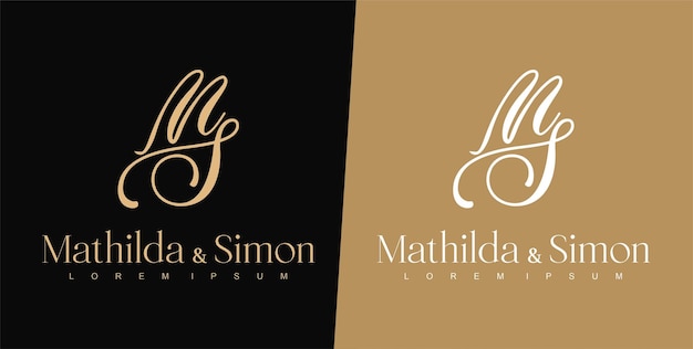Plantilla de diseño de logotipo de letra M y S logotipo de boda logotipo de tipografía