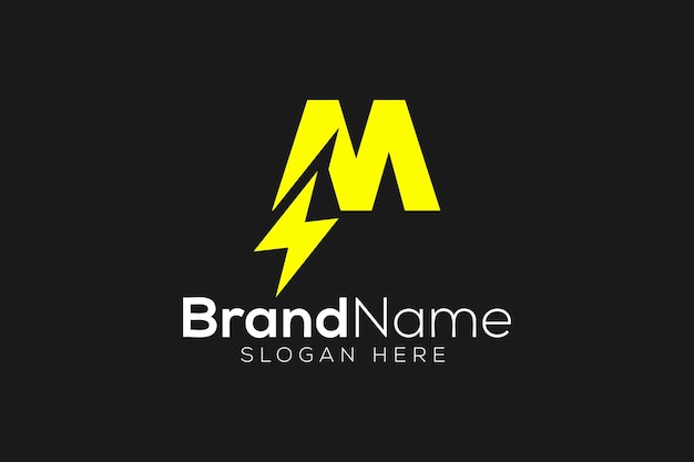 Plantilla de diseño de logotipo de letra M trueno