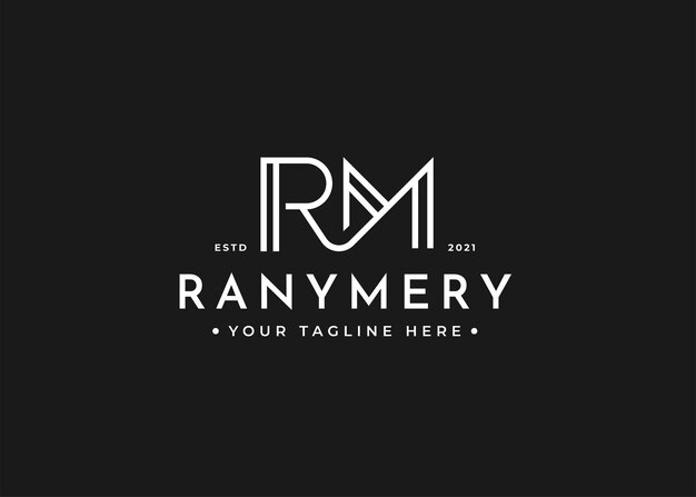 Plantilla de diseño de logotipo de letra minimalista RM