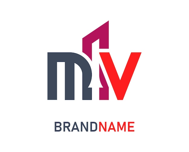 plantilla de diseño del logotipo de la letra mv