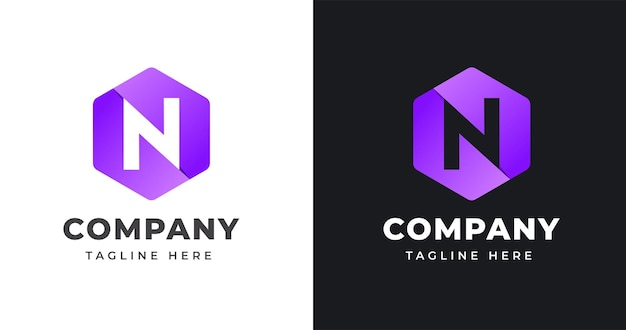 Plantilla de diseño de logotipo letra N con estilo de forma geométrica