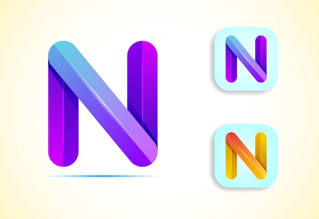 Plantilla de diseño de logotipo de letra N de origami abstracto Icono de aplicación de estilo plano Ilustración vectorial