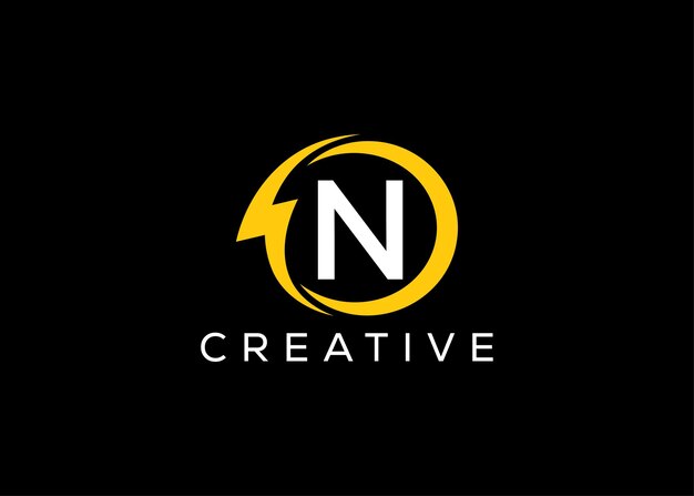plantilla de diseño de logotipo de la letra N thunder mínima y profesional