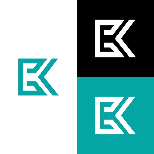 Vector plantilla de diseño de logotipo de letra plana ek