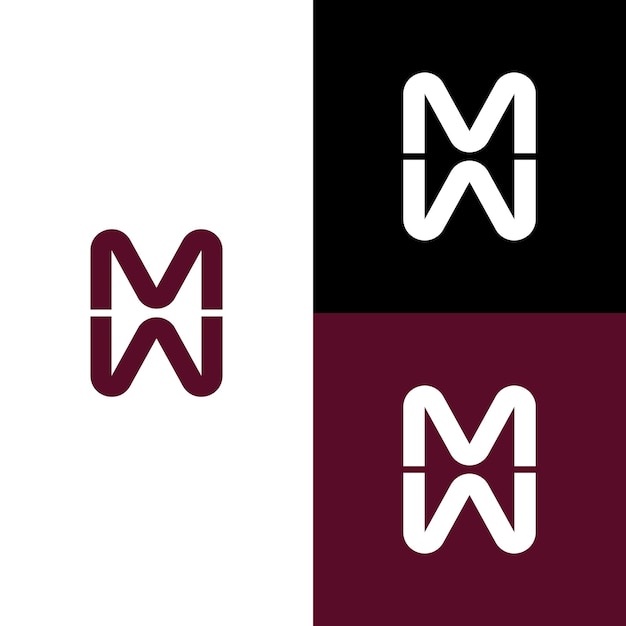 Vector plantilla de diseño de logotipo de letra plana mw