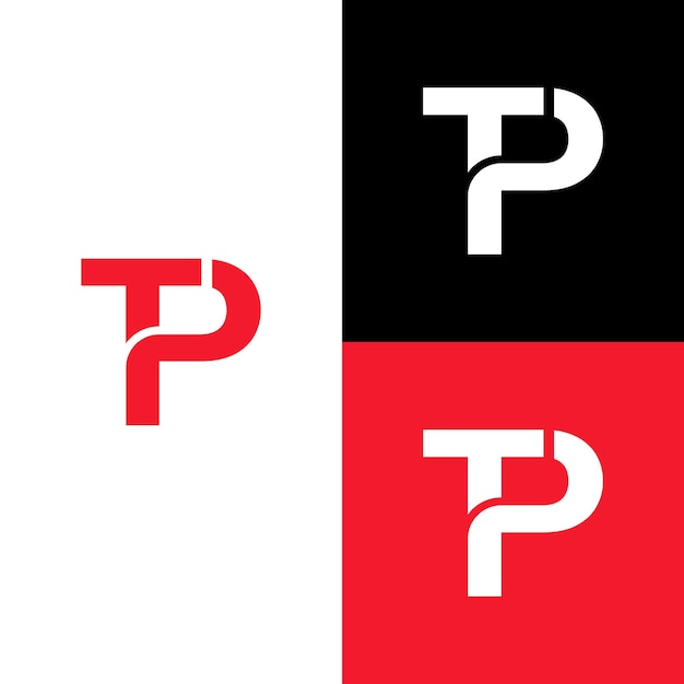 plantilla de diseño de logotipo de letra plana TP