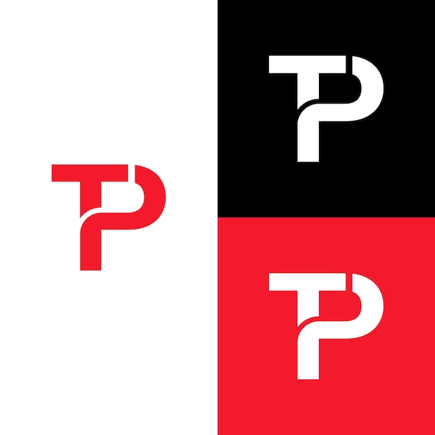 Vector plantilla de diseño de logotipo de letra plana tp