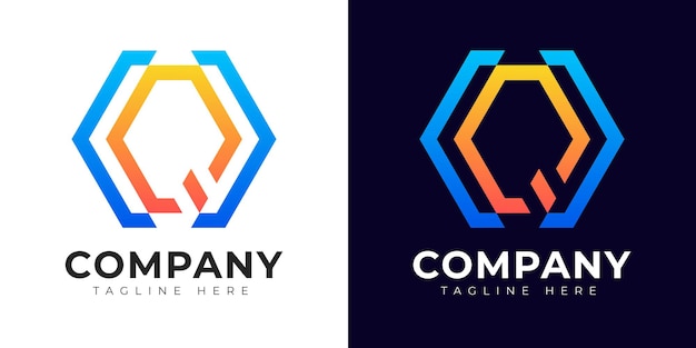 Plantilla de diseño de logotipo de letra q inicial de estilo degradado moderno