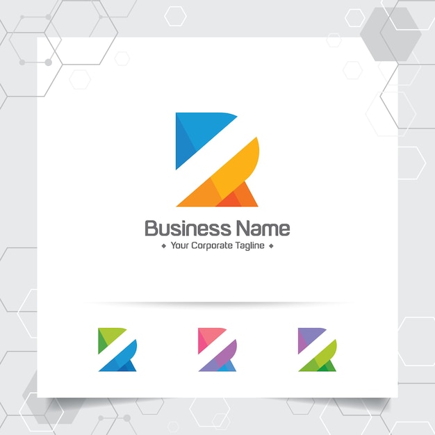 Plantilla de diseño de logotipo de letra R de finanzas empresariales Vector de logotipo de letra R minimalista simple con estilo de color plano