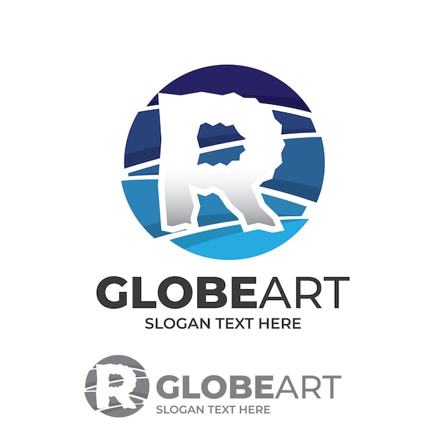 Plantilla de diseño de logotipo de letra R de globo abstracto Círculo de logotipo de icono de arte de globo con estilo colorido de remolino