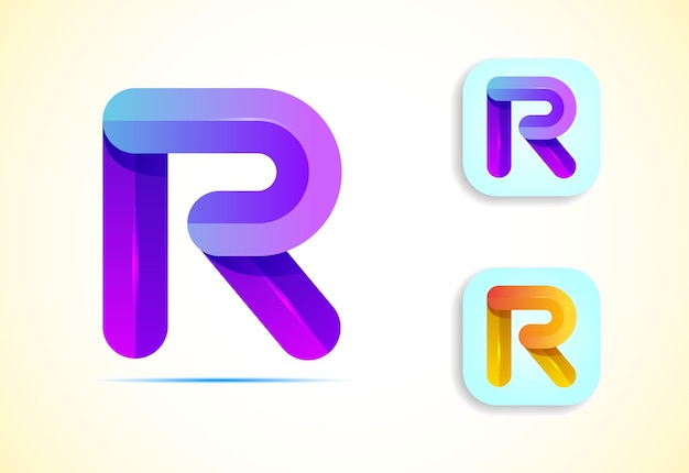 Plantilla de diseño de logotipo de letra R de origami abstracto Icono de aplicación de estilo plano Ilustración vectorial
