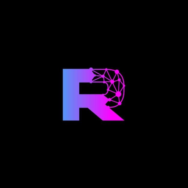 plantilla de diseño de logotipo de letra R para el vector de logotipo tecnológico R