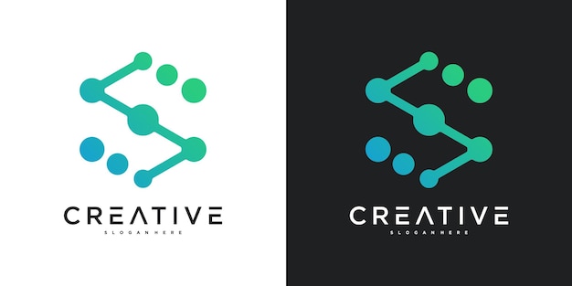 plantilla de diseño de logotipo de la letra S para la compañía de tecnología Premium Vector